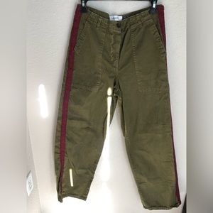 Zara Women’s Cargo Pant in Olive Green with Red Stripe